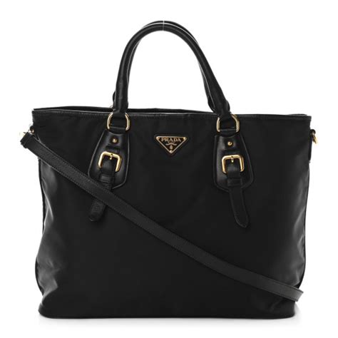 prada tessuto soft ca|PRADA Tessuto Nylon Soft Calfskin Tote Black .